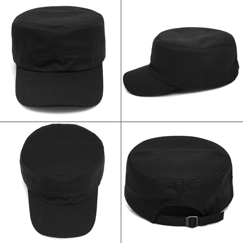 Black Unisex Military Style Cadet Cap - One Size Army Hat