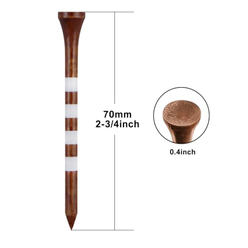 Wooden Golf Tees - 2-3/4 Inch, 100 Count, Brown & White