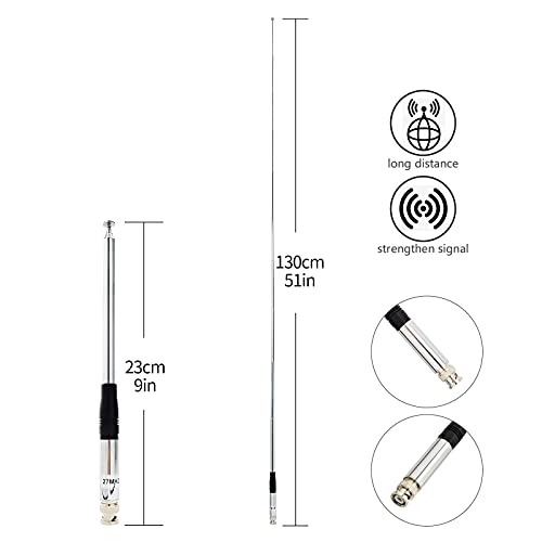 UAYESOK ROD130 Telescopic 27MHz CB Antenna with BNC Connector - Signal Boost