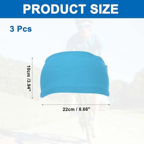 PATIKIL Light Blue Sports Headbands for Men & Women, Sweat Absorbing Running Bands, Pack of 3