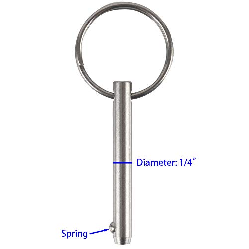 2 Pack Quick Release Pin - 1/4" Diameter, 2" Overall Length - Marine Grade 316 Stainless Steel
