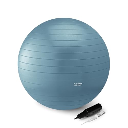 Anti-Burst Exercise Ball with Pump - Aqua, 23-26 Inch Diameter