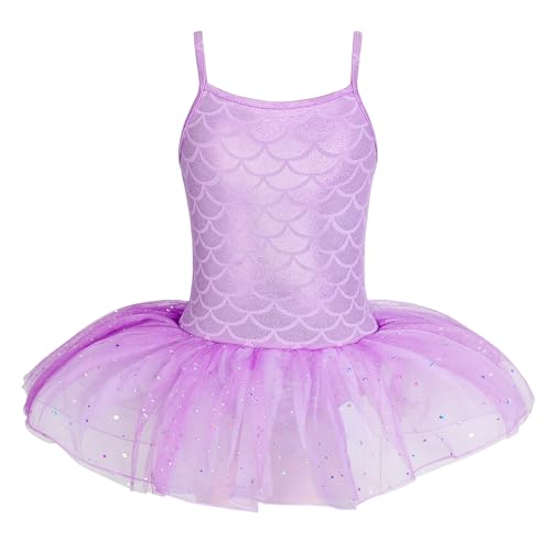 Girls Tutu Leotard Dress with Sparkles - Purple, 3-4T