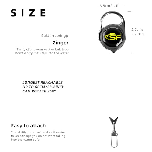Fly Fishing Zinger Retractor - 3 Pack, Black