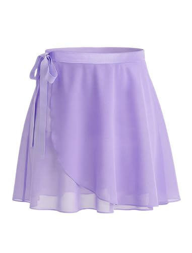 Girls' Ballet Wrap Skirts - 3-Pack Chiffon Tie Waist 5-6 Years Purple