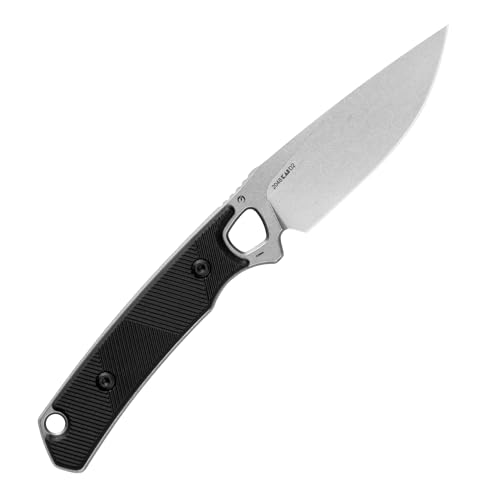 Kershaw Steppe Fixed Blade Knife, Black and Gray Design, 3.55 Inch Steel Drop Point Blade, Full Tang Design, EDC, Nylon Sheath and Belt Clip, Everyday Carry Knife for Men and Women