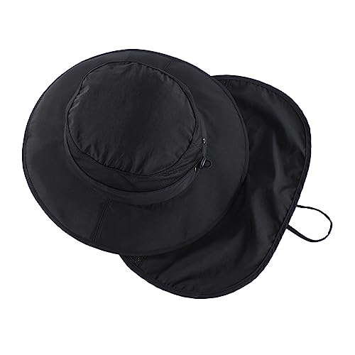 UPF50+ Kids Sun Hat with Neck Flap - Black, 3-7 Years