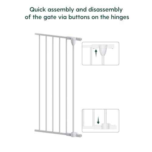 Babelio 15.5" Baby Gate Extension for Foldable Extra Wide Gates, 30" Tall Metal Dog Fence Extension, White