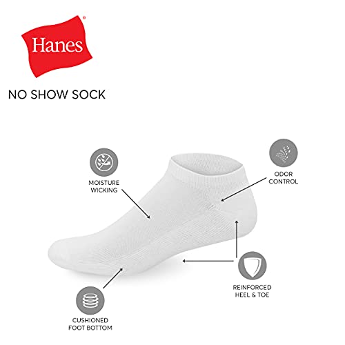 Hanes Men's X-temp Cushioned No Show Socks Pack of 12 Black Size 12-14