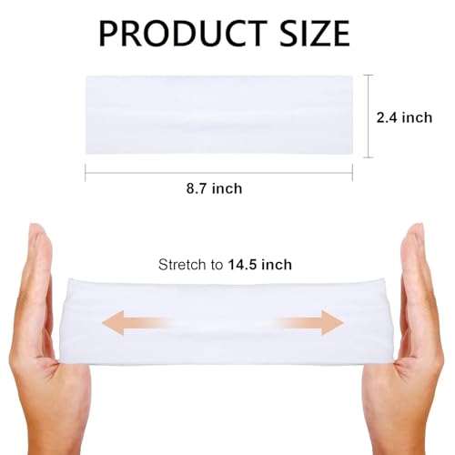 3 Pack Elastic Sport Headbands for Women - Non-Slip Yoga Hair Bands - White+Pink+Rose Red