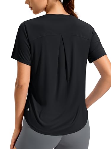 Soothfeel Women's Black Medium Short Sleeve Athletic Running T-Shirt