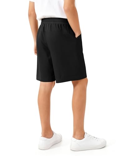 Boys Athletic Cargo Shorts - Quick Dry with Pockets, 11-12 Years Black