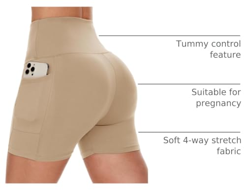 Biker Shorts Women with Pockets - 3"/5"/8" Workout Gym Spandex Yoga