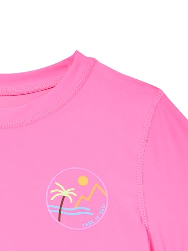 Girls' UPF 50+ Short Sleeve Swim Sun Tee Rash Guard - Large Sugar Plum