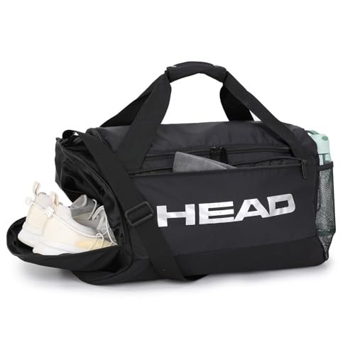 HEAD 45L Waterproof Gym Duffle Bag with Shoe & Wet Pocket - Black