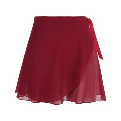 Yolev Women's Burgundy Ballet Wrap Skirt with Adjustable Waist Tie - One Size