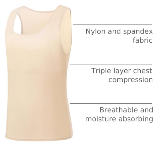 Chest Binder for Transgender FTM - 3X-Large Nude Tank Top