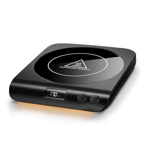 Gaiatop Black Coffee Mug Warmer 50W Smart Plate Fast Heating with Adjustable Temp
