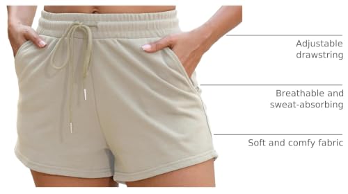 Women's Beige Summer Sweat Shorts XS - Casual Lounge Athletic Cotton with Pockets