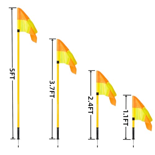 5FT Soccer Corner Flags Set of 4 - Spring Loaded Agility Poles