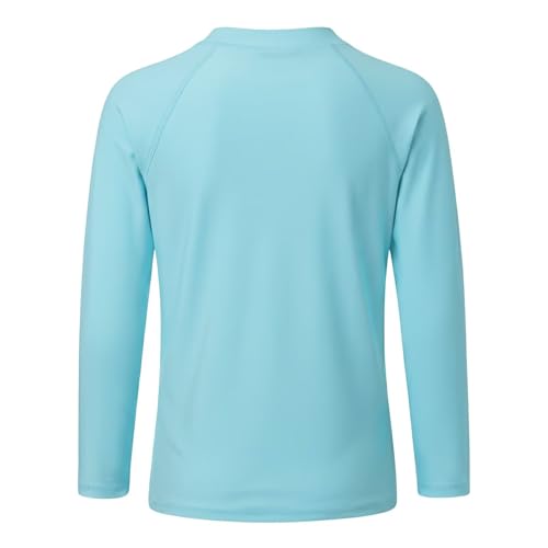 Girls Long Sleeve Swim Shirt Rash Guard - UPF 50+, 12-14 Years Cyan