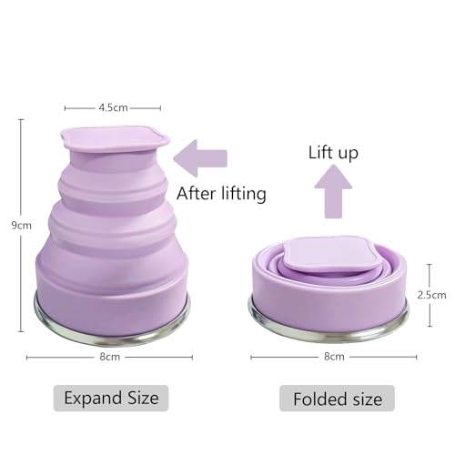 Collapsible Silicone Travel Cup - Light Purple, Expandable & Reusable