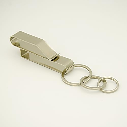 2 Pack Stainless Steel Belt Key Clip Holder with 12 Rings - Silver 2.3 Inch