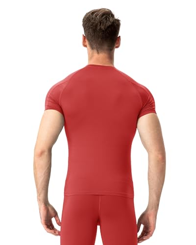 Men's Athletic Compression Shirt - Quick Dry Performance Top - Red, Large