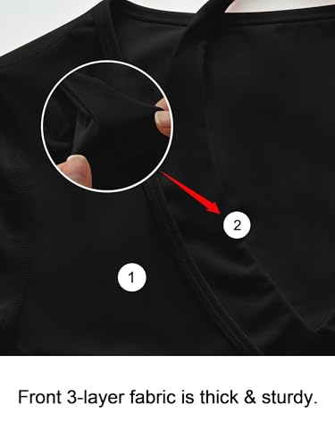 V Neck Slim Fit Workout Tops for Women - Black, Medium