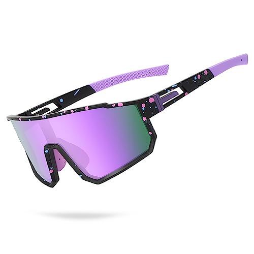 Youth Baseball Sunglasses Kids Polarized Sports UV400 Protection Black Frame Purple Lens