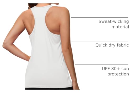 MAGCOMSEN Women's Medium White Racerback Tank Top for Workout & Yoga