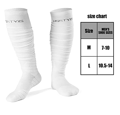 Extra Long Padded Football Socks with Ankle Support - Large, White