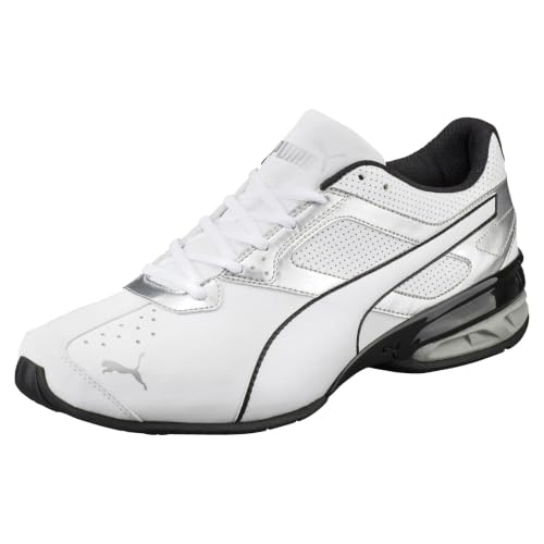 PUMA Men's Tazon 6 FM Shoes - White/Puma Silver/Puma Black (7) Knit Upper Sneaker