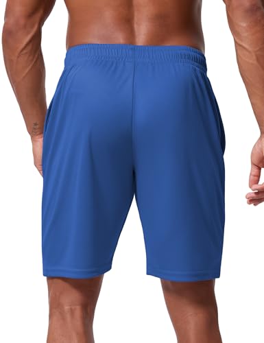 Vlynor Men's Athletic Shorts 9 Inch Inseam Blue - Quick Dry Mesh Gym Running