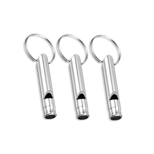 Extra Loud Aluminum Survival Whistle Set - 3 Pack with Key Rings