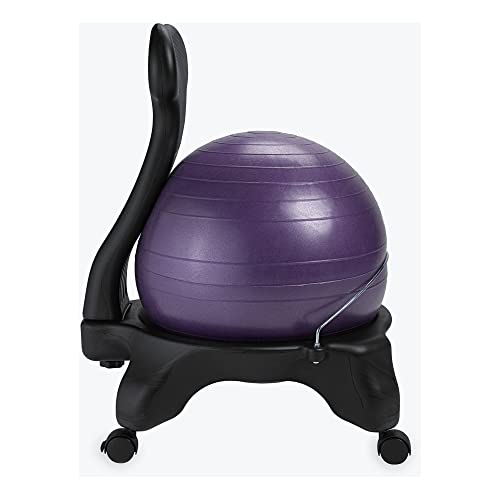 Classic Balance Ball Chair - Ergonomic Yoga Ball Seat with Pump & Guide - Purple