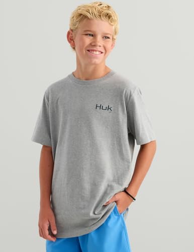 HUK Kids Kc Americana Sharkskin Heather Short Sleeve Performance T-Shirt - Medium
