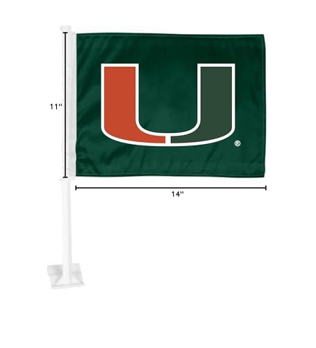 Miami Hurricanes Car Flag - Large 11" x 14" Durable Nylon