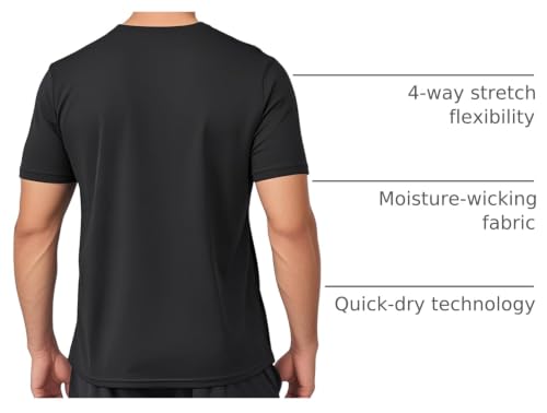 Yafanqi 7-Pack Men's Quick Dry Athletic T-Shirts - Black, Wine, Gray, Navy, Olive, Khaki, Blue, Large