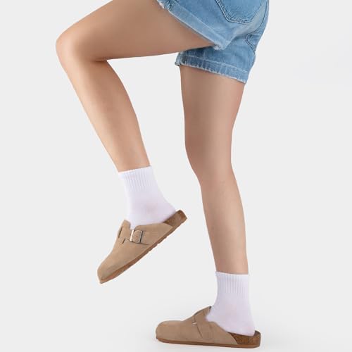 Ankle Quarter Socks for Women - 3 Pairs Solid White + 2 Pairs Striped