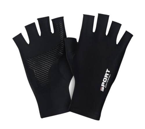 Fingerless UV Protection Gloves - Large Black for Fishing & Paddling