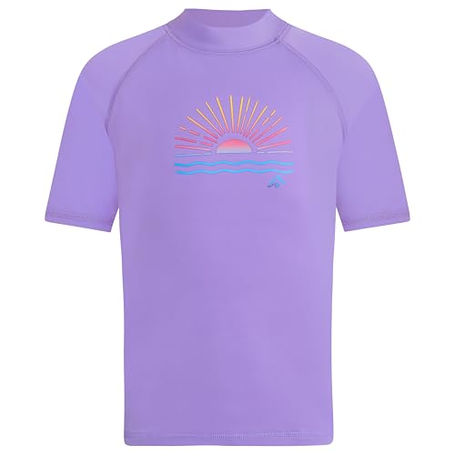 Girls' UPF 50+ Short Sleeve Rash Guard Swim Shirt - 2T, Cori Neon Purple