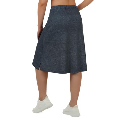 beroy Women's Midi Denim Skort with 3 Pockets, 24-Inch, Dark Large