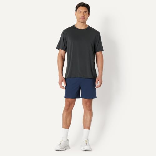Amazon Essentials Men's Supersoft 6-Inch Relaxed-Fit Athletic Shorts - Medium Space Dye Navy