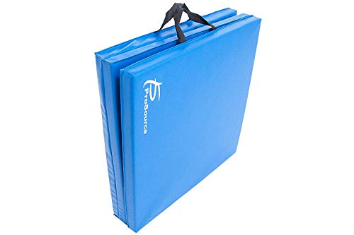 Tri-Fold Thick Exercise Mat 6' x 2' with Carrying Handles - Blue