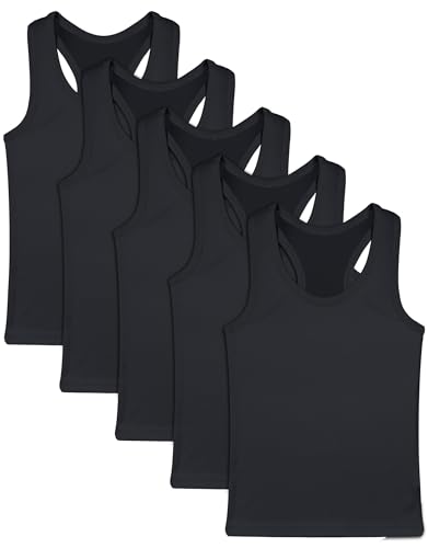 Girls' Cotton Racerback Tank Tops 2-12Y - 7-8 Years Black - FEQO