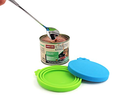 Universal Silicone Pet Food Can Lids - 3 Pack with Spoon, Food Grade