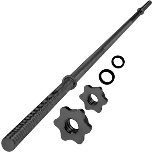 Yes4All 1-Inch Straight Barbell - Black 60-inch/5ft Olympic & Standard Weightlifting Bar