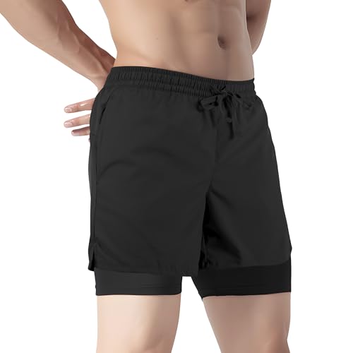 Tyzrdnac Men's 2 in 1 Athletic Quick Dry Shorts,Running