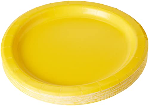 Neon Yellow Round Dessert Plates - Pack of 20, Disposable & Vibrant - Gold